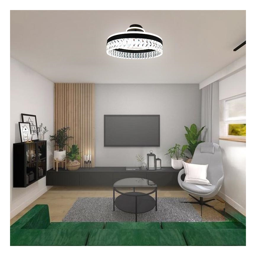 LED Димируем кристален полилей за повърхностен монтаж LED/75W/230V 3000-6500K черен + дистанционно управление