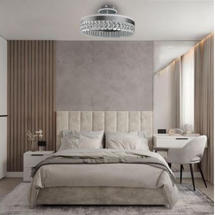 LED Димируем кристален полилей за повърхностен монтаж LED/75W/230V 3000-6500K матов хром + дистанционно управление