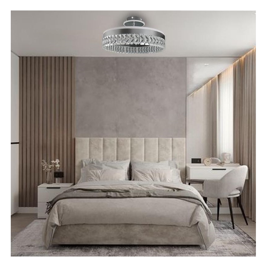 LED Димируем кристален полилей за повърхностен монтаж LED/75W/230V 3000-6500K матов хром + дистанционно управление