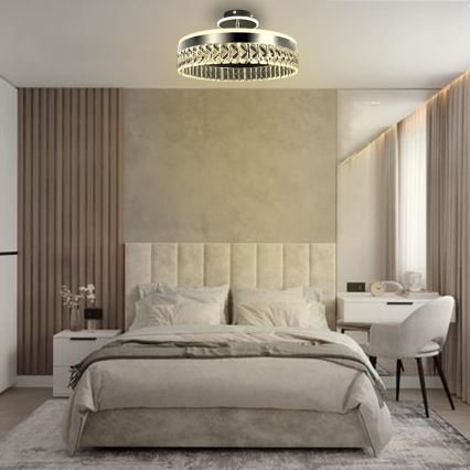 LED Димируем кристален полилей за повърхностен монтаж LED/75W/230V 3000-6500K матов хром + дистанционно управление