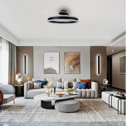 LED Димируем полилей за повърхностен монтаж LED/86W/230V 3000-6500K черен + дистанционно управление