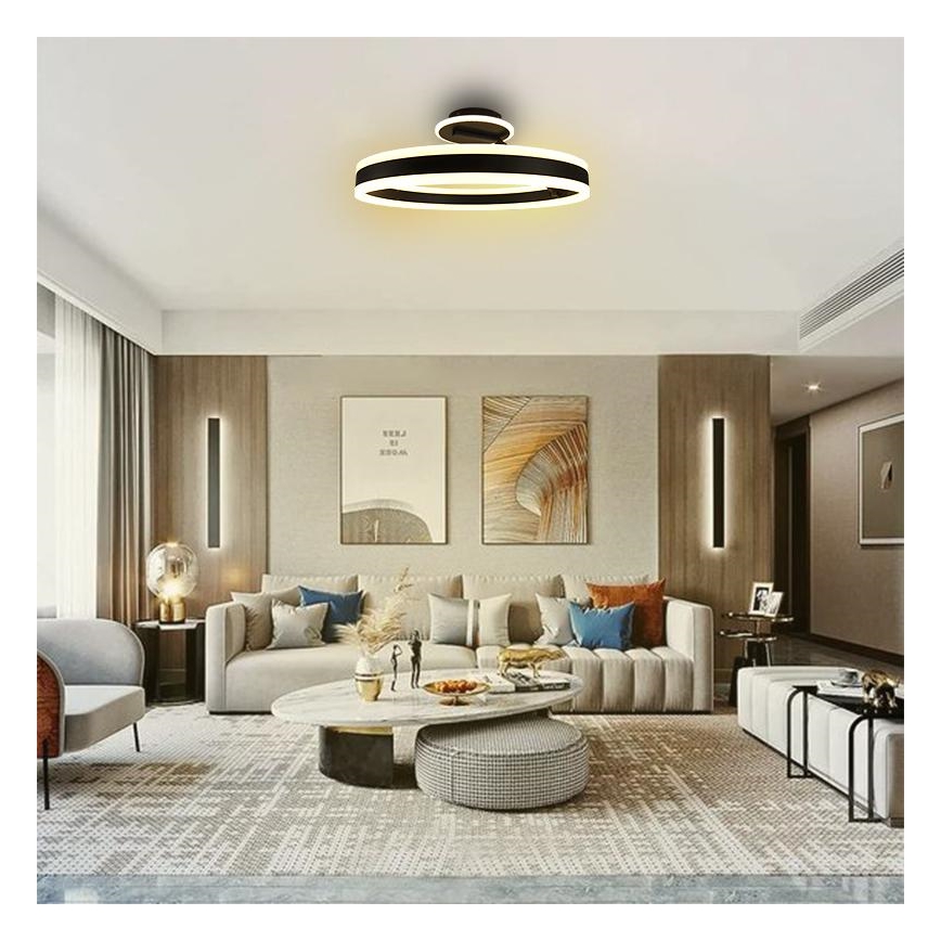 LED Димируем полилей за повърхностен монтаж LED/86W/230V 3000-6500K черен + дистанционно управление