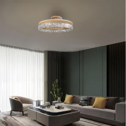 LED Димируем полилей за повърхностен монтаж LED/86W/230V 3000-6500K златист + дистанционно управление