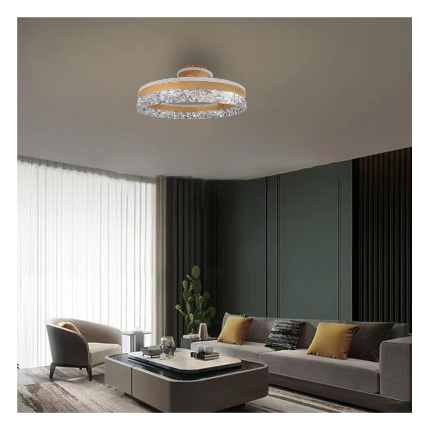 LED Димируем полилей за повърхностен монтаж LED/86W/230V 3000-6500K златист + дистанционно управление