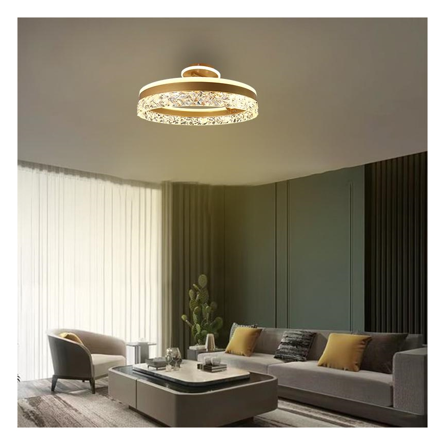 LED Димируем полилей за повърхностен монтаж LED/86W/230V 3000-6500K златист + дистанционно управление