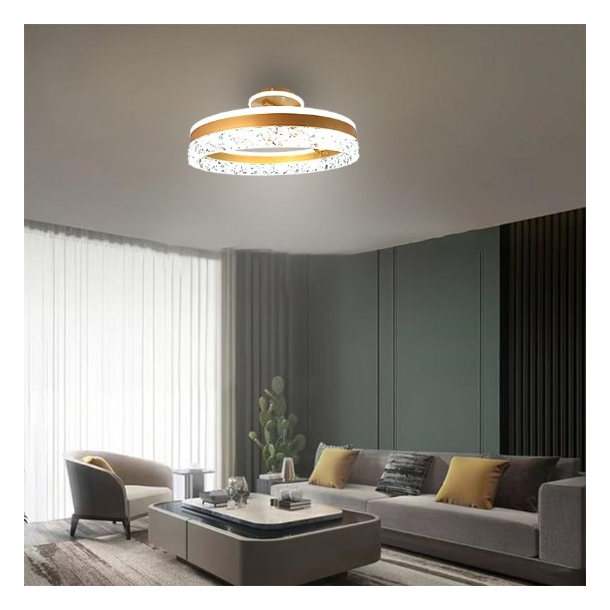 LED Димируем полилей за повърхностен монтаж LED/86W/230V 3000-6500K златист + дистанционно управление