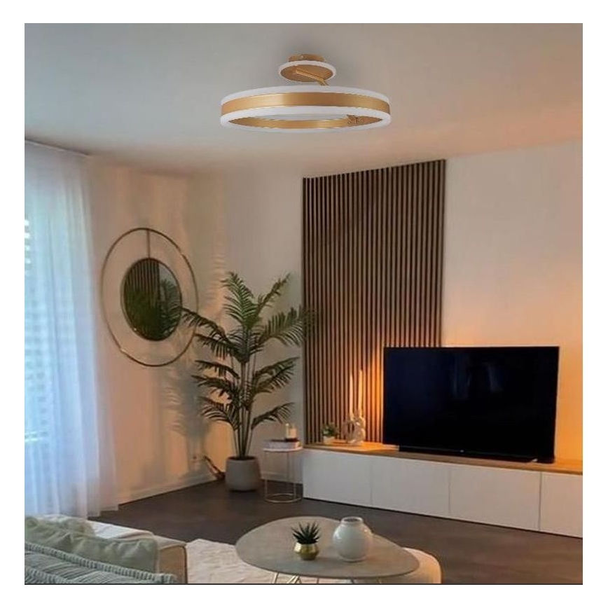 LED Димируем полилей за повърхностен монтаж LED/86W/230V 3000-6500K златист + дистанционно управление