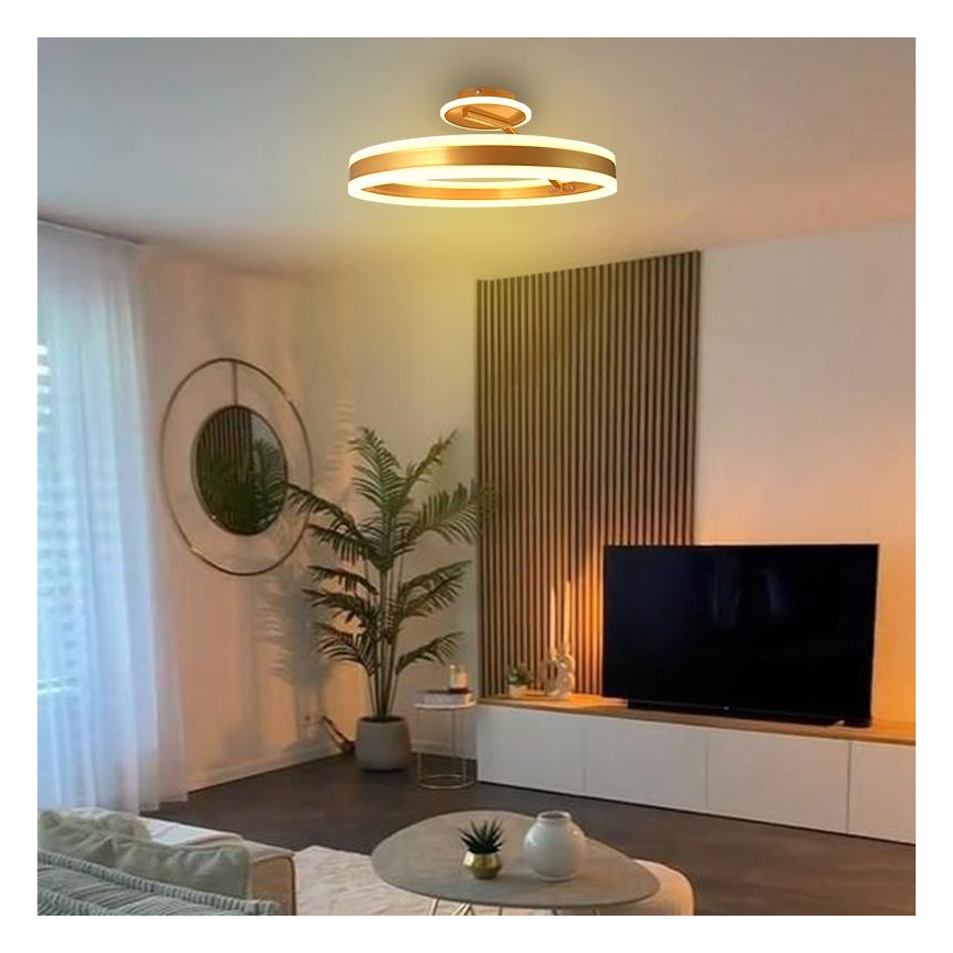 LED Димируем полилей за повърхностен монтаж LED/86W/230V 3000-6500K златист + дистанционно управление