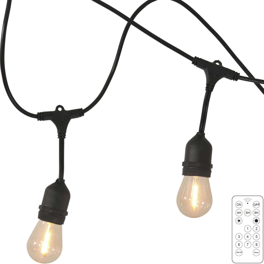 LED Димируем соларен екстериорен верига PARTY 10xE27/3,7V 1800 mAh 10 m IP44 + дистанционно управление
