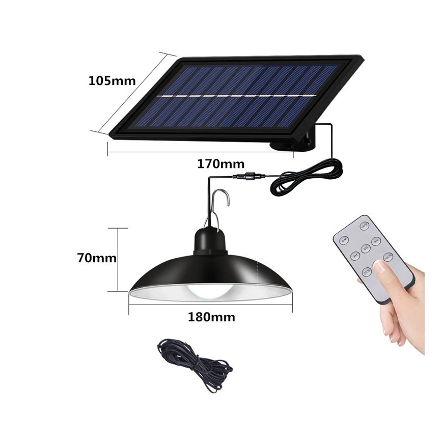 LED Димируем соларен полилей на връв LED/1,8W/3,7V IP44 6500K 1600 mAh + дистанционно управление