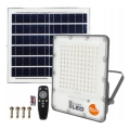 LED Димируем соларен прожектор LED/150W/3,2V 5000K 15000 mAh IP65 черен + дистанционно управление