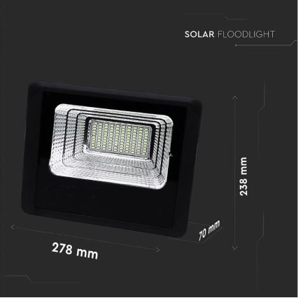 LED Димируем соларен прожектор LED/20W/6,4V 4000K IP65 10000 mAh + дистанционно управление