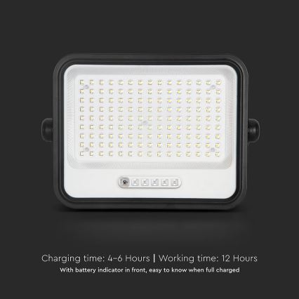 LED соларен прожектор с регулируема яркост LED/300W/3,2V 2000-8000K IP65 15000 mAh черен + дистанционно управление
