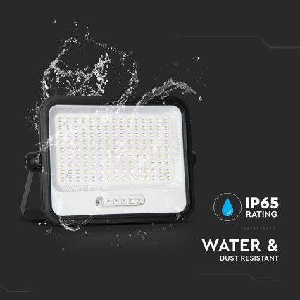 LED соларен прожектор с регулируема яркост LED/300W/3,2V 2000-8000K IP65 15000 mAh черен + дистанционно управление