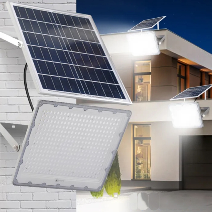 LED соларен прожектор с регулируема яркост LED/50W/3,2V 5000K 6000 mAh IP65 черен + дистанционно управление