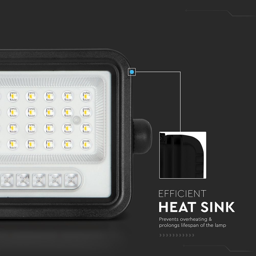 Димируем соларен LED прожектор LED/50W/3,2V 2000-8000K IP65 3800 mAh черен + дистанционно управление