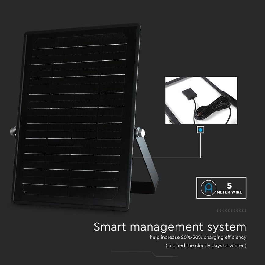 LED Димируем соларен прожектор със сензор LED/10W/3,7V 4000/6000K IP65 + дистанционно управление
