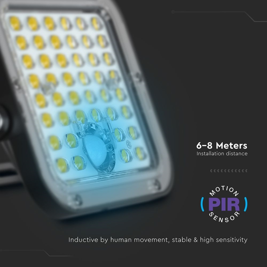 LED Димируем соларен прожектор със сензор LED/10W/3,7V 4000/6000K IP65 + дистанционно управление
