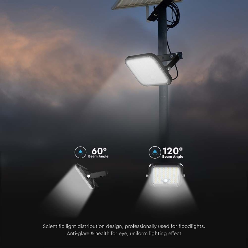 LED Димируем соларен прожектор със сензор LED/10W/3,7V 4000/6000K IP65 + дистанционно управление