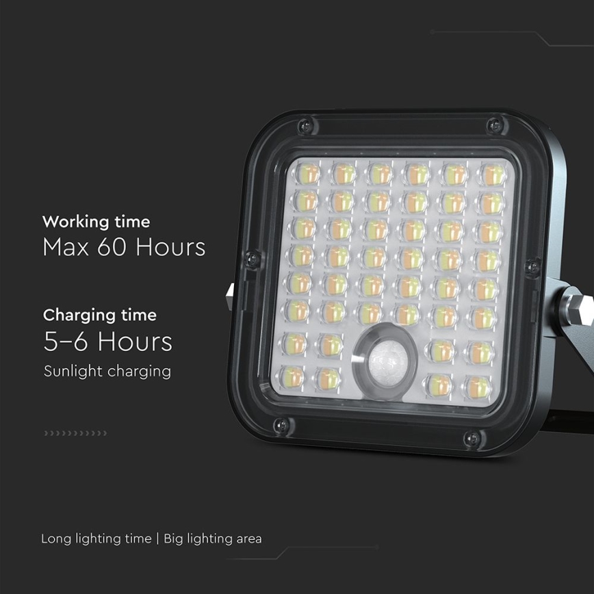 LED Димируем соларен прожектор със сензор LED/10W/3,7V 4000/6000K IP65 + дистанционно управление
