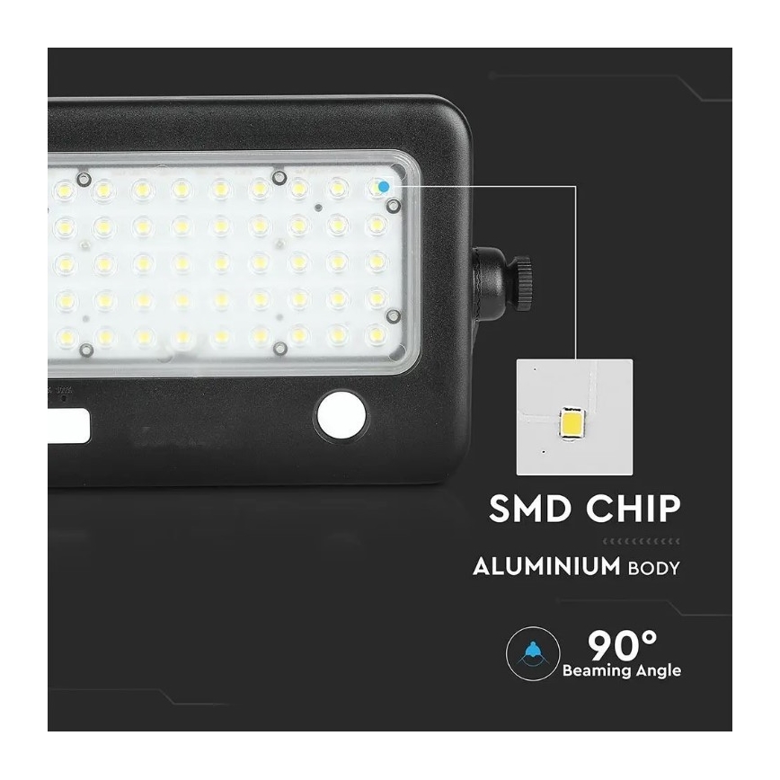 LED Димируем соларен прожектор със сензор LED/10W/3,7V 4000K IP65 + USB порт