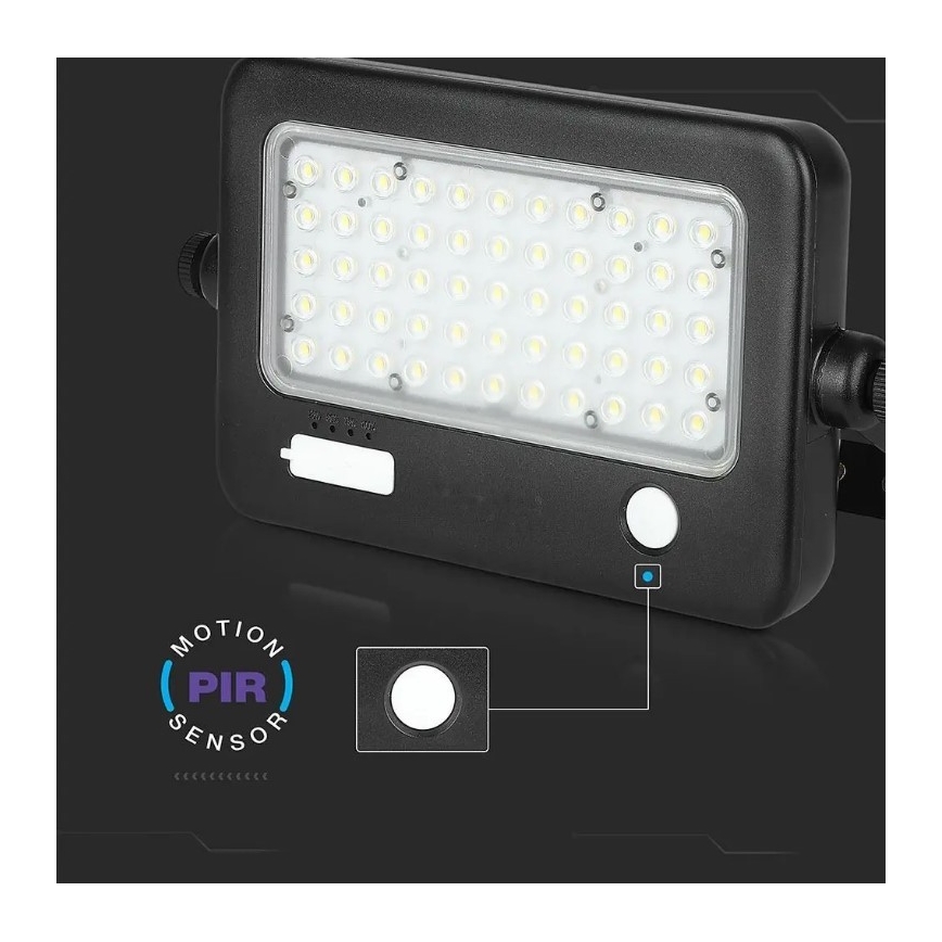 LED Димируем соларен прожектор със сензор LED/10W/3,7V 4000K IP65 + USB порт