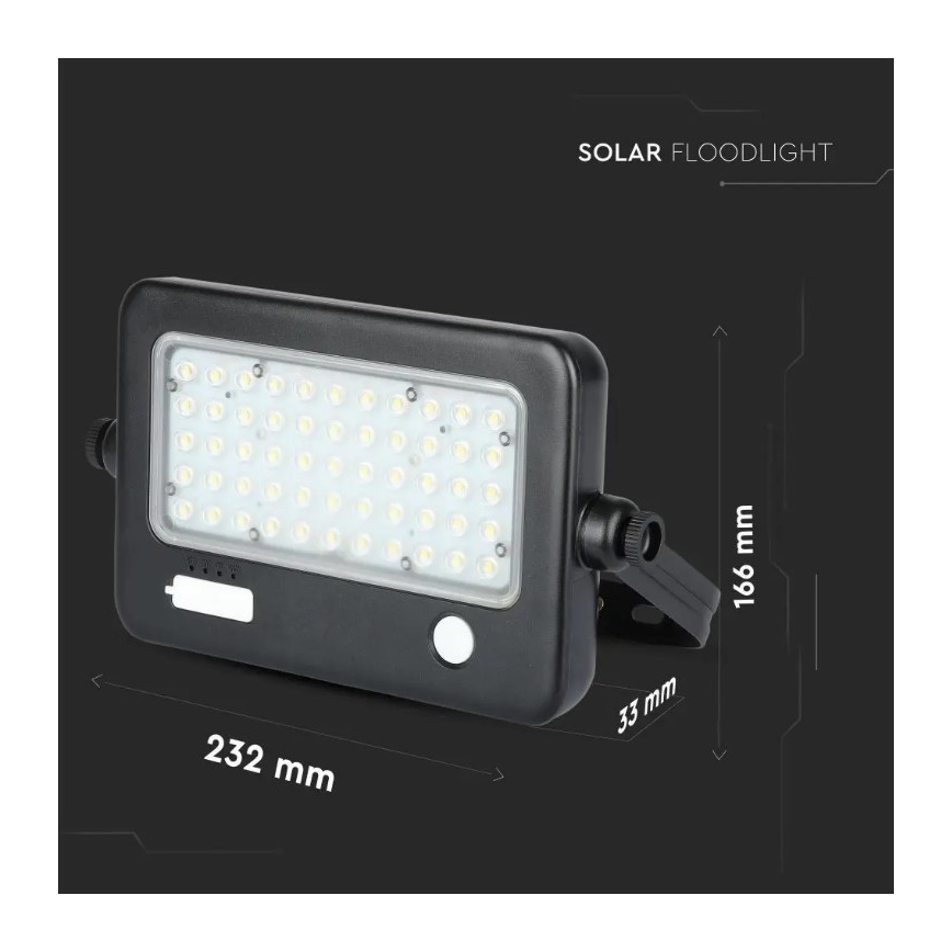 LED Димируем соларен прожектор със сензор LED/10W/3,7V 4000K IP65 + USB порт