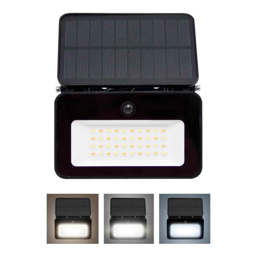 LED Димируем соларен прожектор със сензор за движение и здрач LED/6W/3,7V 2200 mAh 3000/4000/6500K IP65