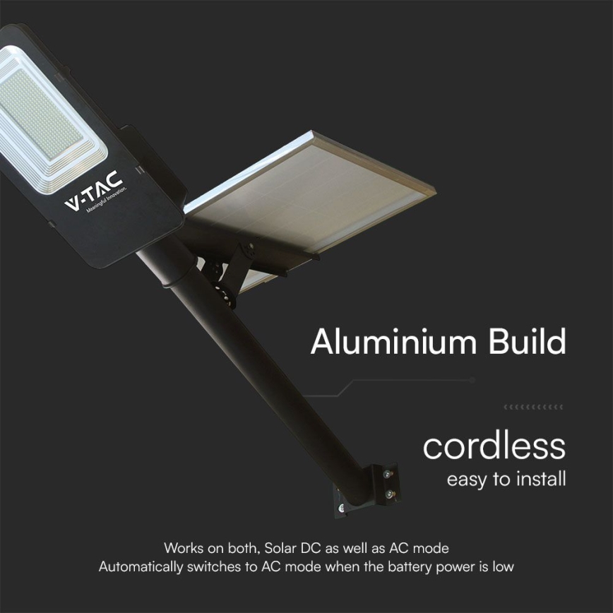LED Димируем хибрид соларен улица лампа LED/50W/230V 4000K IP65 50000 mAh + дистанционно управление