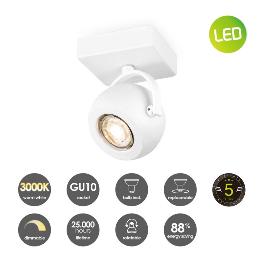 LED Димируем спот NOP 1xGU10/5,8W/230V бял