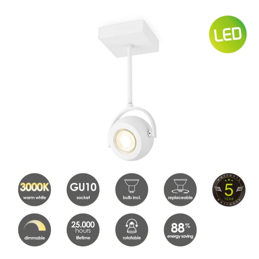 LED Димируем спот NOP 1xGU10/5,8W/230V бял