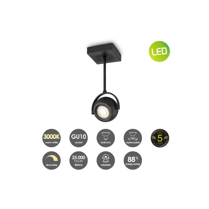 LED Димируем спот NOP 1xGU10/5,8W/230V черен