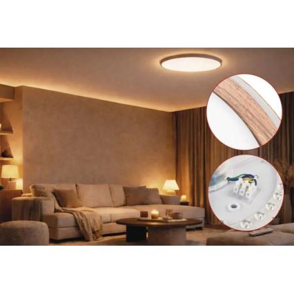 Димируемо LED таванно осветително тяло ILVI LED/45W/230V 2700-6500K диаметър 50 см дървесен декор + дистанционно управление