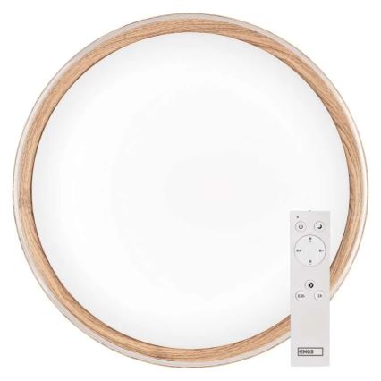 Димируемо LED таванно осветително тяло ILVI LED/45W/230V 2700-6500K диаметър 50 см дървесен декор + дистанционно управление