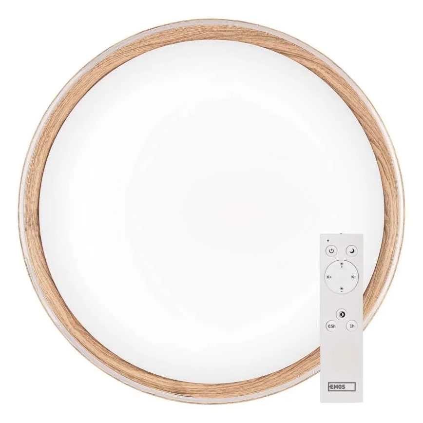 Димируемо LED таванно осветително тяло ILVI LED/45W/230V 2700-6500K диаметър 50 см дървесен декор + дистанционно управление