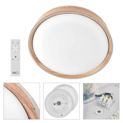 Димируемо LED таванно осветително тяло ILVI LED/45W/230V 2700-6500K диаметър 50 см дървесен декор + дистанционно управление