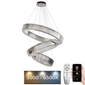 LED Димируем кристален полилей на нишка LED/115W/230V 3000-6500K лъскав хром + дистанционно управление