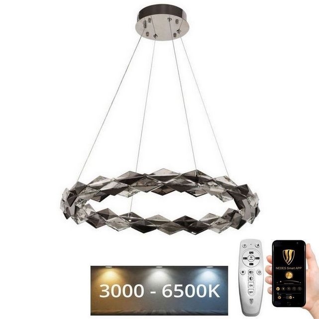 LED Димируем кристален полилей на нишка LED/40W/230V 3000-6500K лъскав хром + дистанционно управление