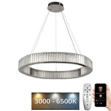 LED Димируем кристален полилей на нишка LED/50W/230V 3000-6500K лъскав хром + дистанционно управление
