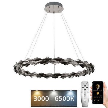 LED Димируем кристален полилей на нишка LED/55W/230V 3000-6500K лъскав хром + дистанционно управление