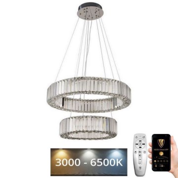 LED Димируем кристален полилей на нишка LED/65W/230V 3000-6500K лъскав хром + дистанционно управление