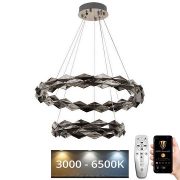 LED Димируем кристален полилей на нишка LED/65W/230V 3000-6500K лъскав хром + дистанционно управление