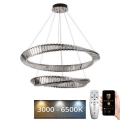 LED Димируем кристален полилей на нишка LED/90W/230V 3000-6500K лъскав хром + дистанционно управление