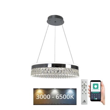 LED Димируем кристален полилей на нишка LED/90W/230V 3000-6500K лъскав хром + дистанционно управление