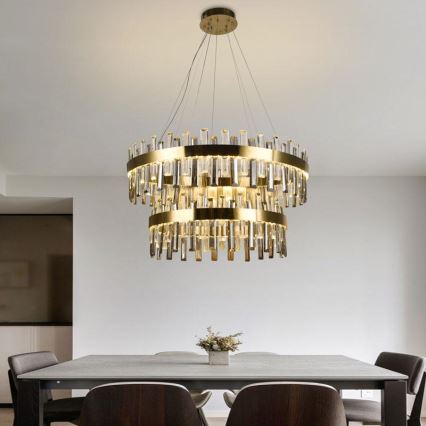 LED Димируем кристален полилей на връв LED/190W/230V 3000-6500K + дистанционно управление