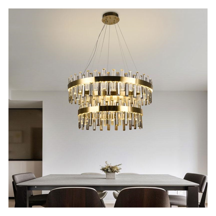 LED Димируем кристален полилей на връв LED/190W/230V 3000-6500K + дистанционно управление