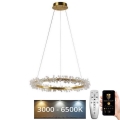 LED Димируем кристален полилей на връв LED/40W/230V 3000-6500K златист + дистанционно управление