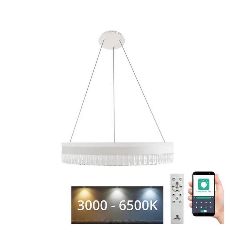 LED Димируем кристален полилей на връв LED/80W/230V 3000-6500K бял + дистанционно управление