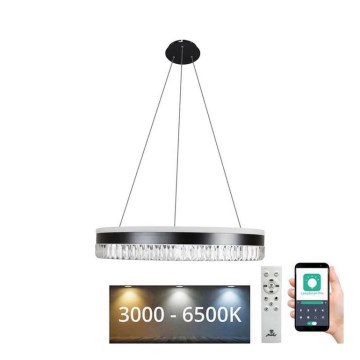 LED Димируем кристален полилей на връв LED/80W/230V 3000-6500K черен + дистанционно управление