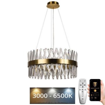 LED Димируем кристален полилей на връв LED/80W/230V 3000-6500K златист + дистанционно управление